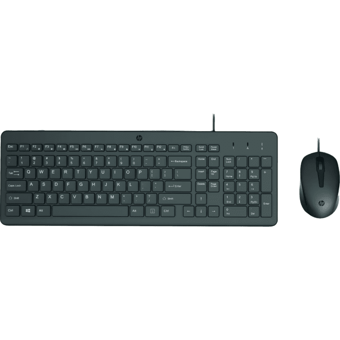 HP 150 Wired Mouse and Keyboard Combo Set - English Layout - Black - Ergonomic Design for Comfort and Precision