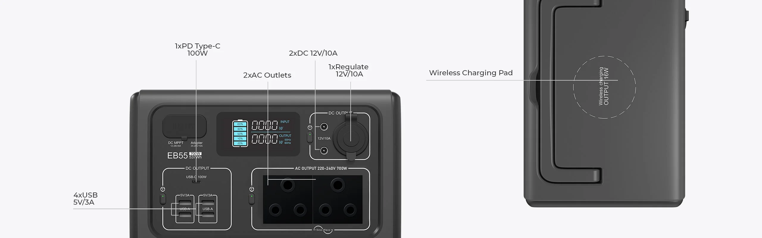 BLUETTI EB55 Portable Power Station | 700W 537Wh